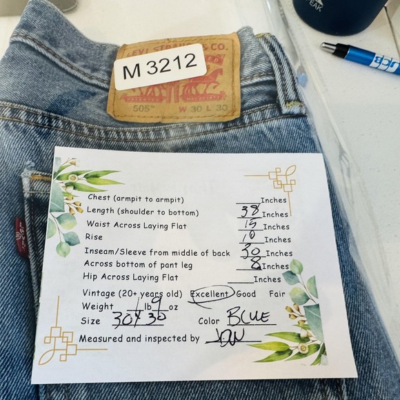 Levis 505 Jeans Mens 30x30 Blue Medium Wash Straight Leg Mid Rise Denim - Picture 9 of 9